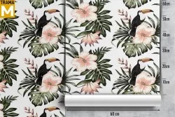 Carta da Parati Fiori Foglie Tropicale