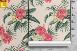 Tropical flowers and leaves wallpaper nature pattern.