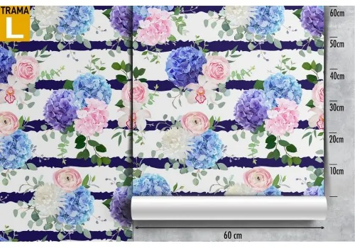 Floral and striped wallpaper modern design. 2