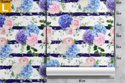 Floral and striped wallpaper modern design.