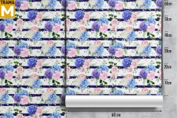 Modern Nature Wallpaper with Flowers, Stripes and Waves