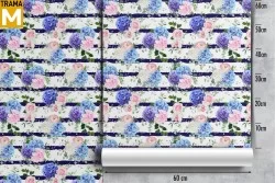 Modern Nature Wallpaper with Flowers, Stripes and Waves