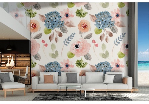 Vintage nature flowers wallpaper pattern.
