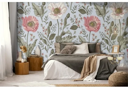 Vintage nature flowers wallpaper pattern.