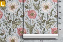 Wallpaper with vintage nature flowers pattern.