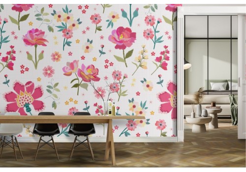 Carta da Parati fiori rosa decorazione moderna.