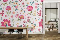 Carta da Parati fiori rosa decorazione moderna.