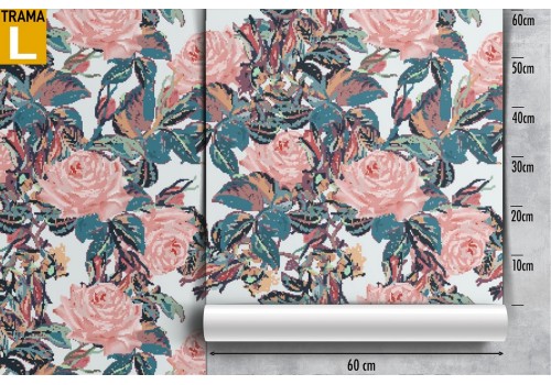 Carta da Parati fiori rosa decorazione vintage natura. 2