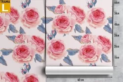 Pink flowers wallpaper modern design pattern.