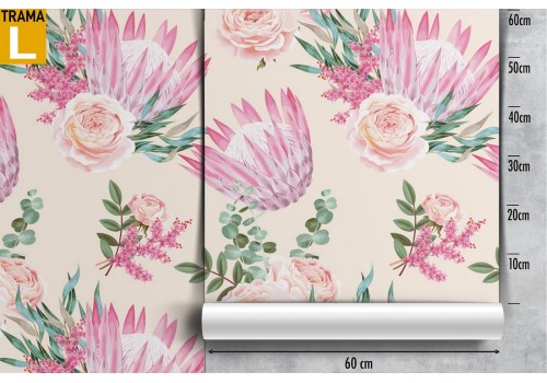 Carta da Parati fiori rosa design vintage natura. 2