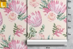 Carta da Parati fiori rosa design vintage natura.