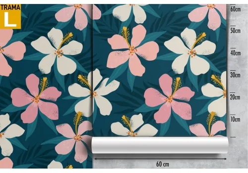 Carta da Parati fiori rosa e bianchi natura moderna. 2