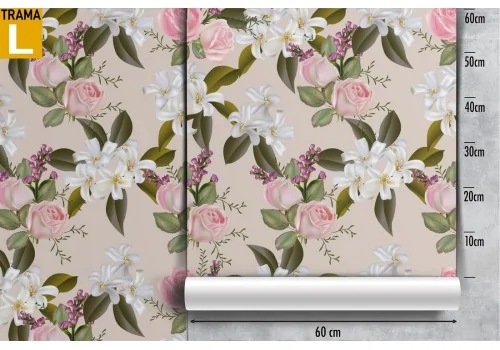 Vintage nature wallpaper with pink and white flowers. 2