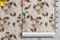 Carta da Parati fiori rosa e bianchi natura vintage.