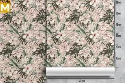 Tropical Nature Flowers Leaves Wallpaper