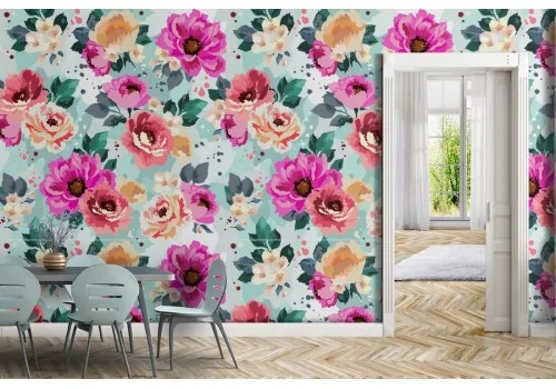 Pink flowers nature modern design wallpaper.