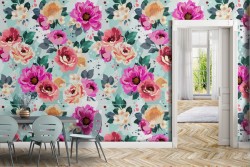 Pink flowers nature modern design wallpaper.
