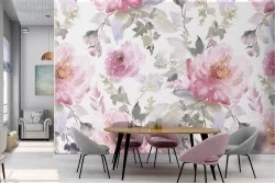 Modern nature pink flowers wallpaper.