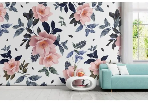 Carta da Parati fiori rosa natura pattern moderno.