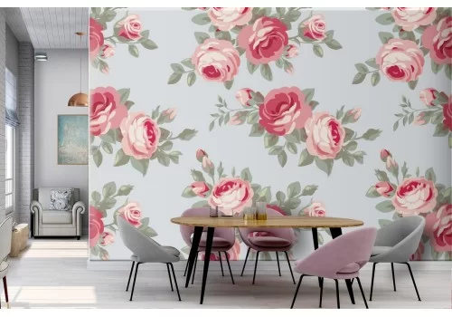 Carta da Parati fiori rosa natura pattern vintage.