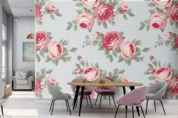 Carta da Parati fiori rosa natura pattern vintage.