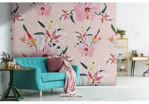 Carta da Parati fiori rosa natura pattern.