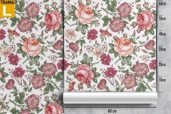 Carta da Parati fiori rosa natura vintage.