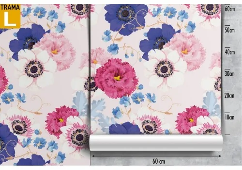 Pink flowers wallpaper modern nature pattern. 2