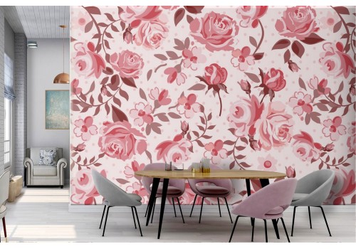 Pink flowers wallpaper nature pattern.