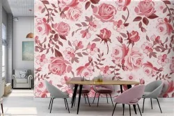 Pink flowers wallpaper nature pattern.