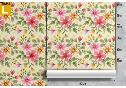 Carta da Parati fiori rosa vintage natura pattern. 2