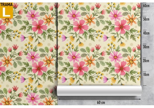 Vintage pink flowers nature pattern wallpaper. 2