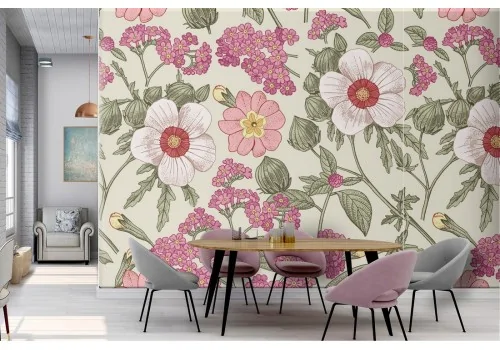 Vintage pink flowers nature wallpaper.