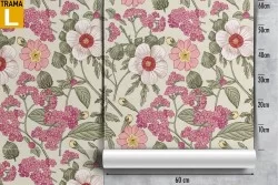 Carta da Parati fiori rosa vintage natura.