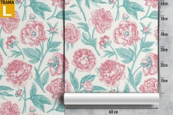 Carta da Parati fiori rosa vintage pattern natura.