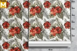 Carta da Parati Fiori Natura Foglie Tropicale Vintage