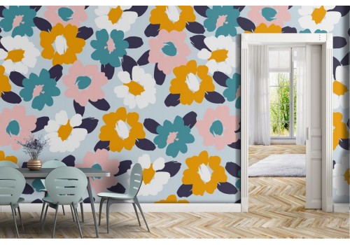 Wallpaper stylized flowers modern design nature.