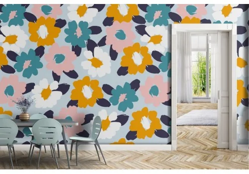 Wallpaper stylized flowers modern design nature.