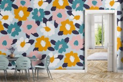 Wallpaper stylized flowers modern design nature.