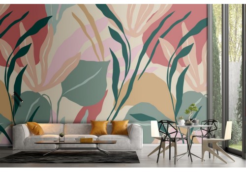Wallpaper with stylized flowers nature modern design.