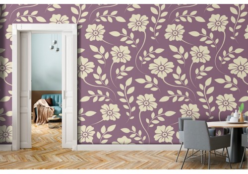 Wallpaper with modern nature pattern of stylized flowers.
