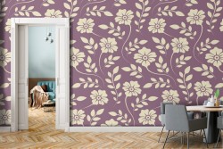 Wallpaper with modern nature pattern of stylized flowers.