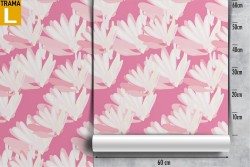 Modern pink wallpaper with stylized floral nature.