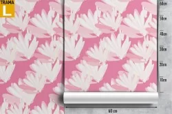 Modern pink wallpaper with stylized floral nature.