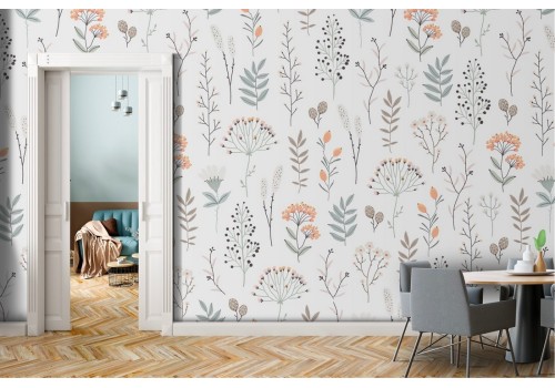 Vintage nature stylized flowers wallpaper.