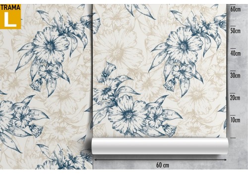 Carta da Parati fiori stilizzati pattern vintage. 2