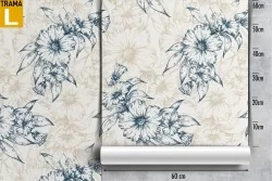 Wallpaper with stylized flowers in a vintage pattern.