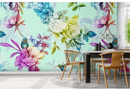 Modern tropical nature floral wallpaper.