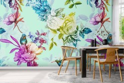 Carta da Parati fiori tropicali natura moderna.