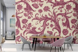 Vintage nature flowers wallpaper refined pattern.